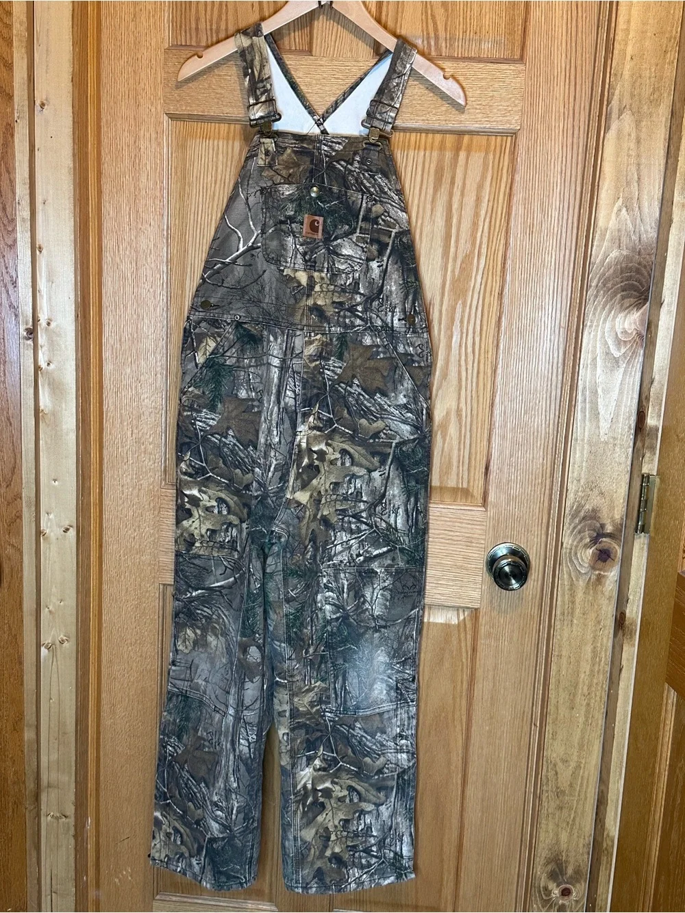 CARHARTT Camo Bib Overalls Youth Size 14 Mossy Oak- Insulated Waist to Ankles